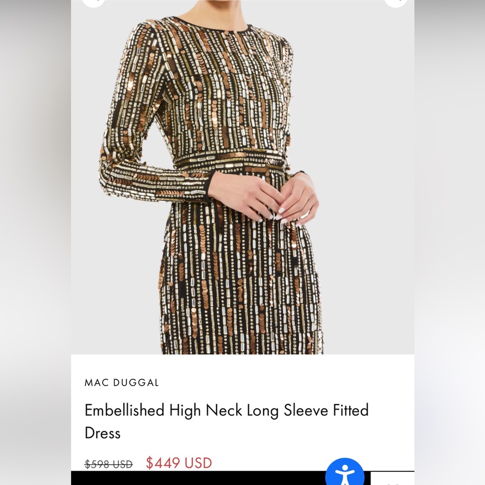 MAC DUGGAL
Embellished High Neck Long Sleeve Fitted Dress